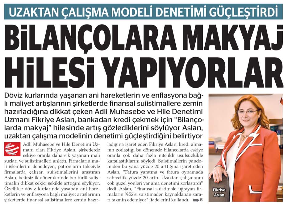 Bilançolara Makyaj Hilesi Yapılıyor! Analiz Gazetesi | Pusula Adli Muhasebe Uzmanlığı